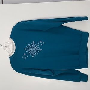 Women's M&C Sportswear sweatshirt.  Teal with silver design.  Size small.